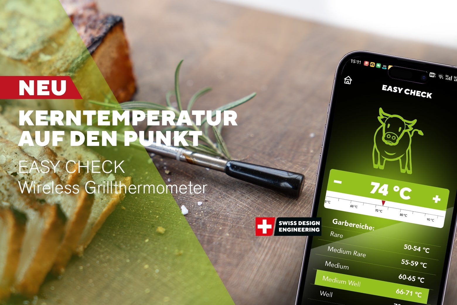 Neuheit Outdoorchef EASY CHECK – Wireless Thermometer mit riesiger Reichweite