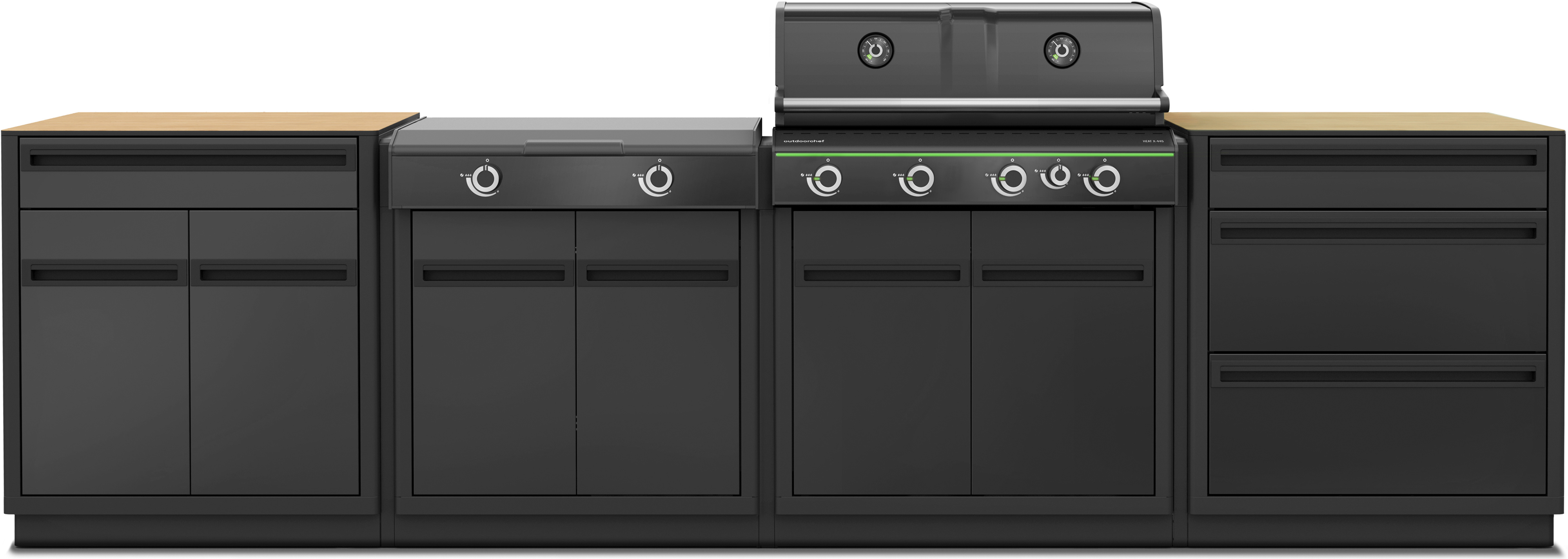 Outdoorchef Outdoorküche Heat X-415/245 HPL Arbeitsplatte in Holzoptik 30 mbar Outdoorchef Outdoorküche Heat X-415/245 HPL Arbeitsplatte in Holzoptik 30 mbar